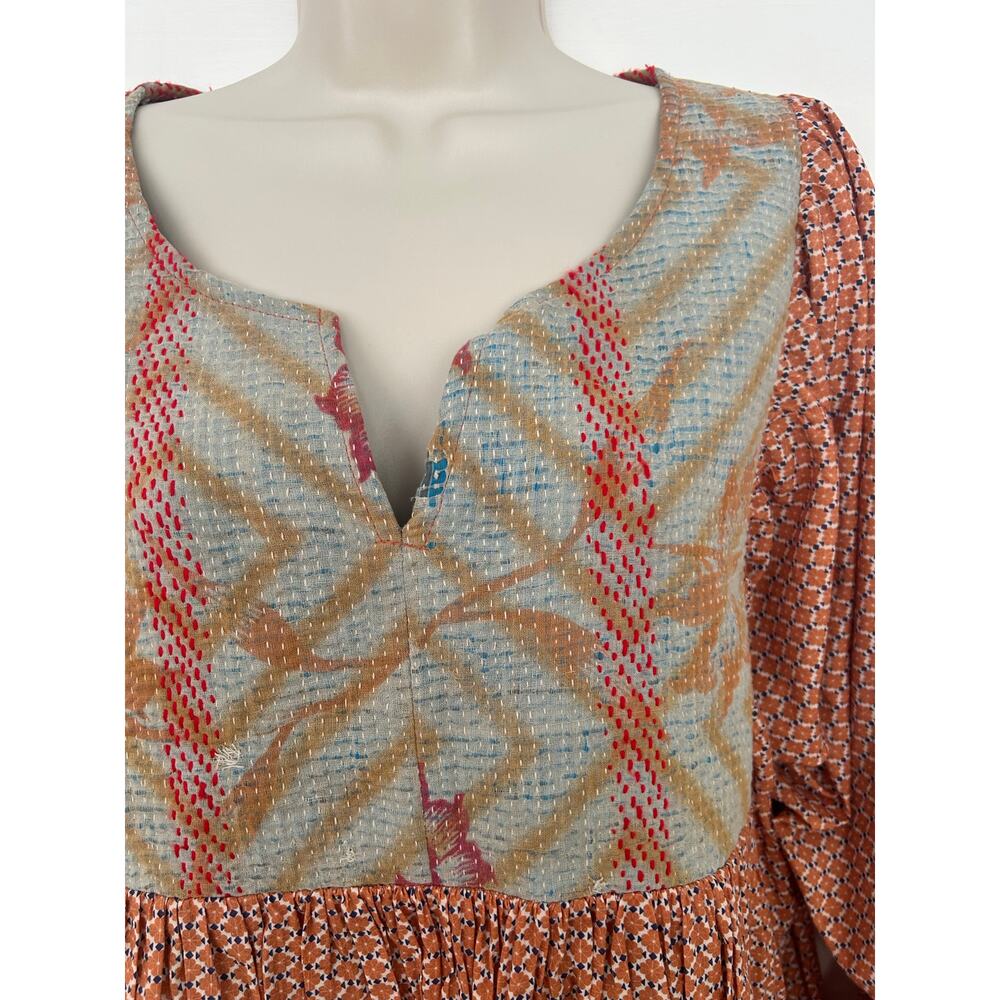 World Market Dress Boho Hippie Multicolor Floral Women's S/M 100% Cotton XC - Picture 4 of 11